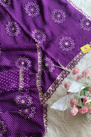Purple Bandhej Russian Silk Saree 5755 01 (PRE ORDER)