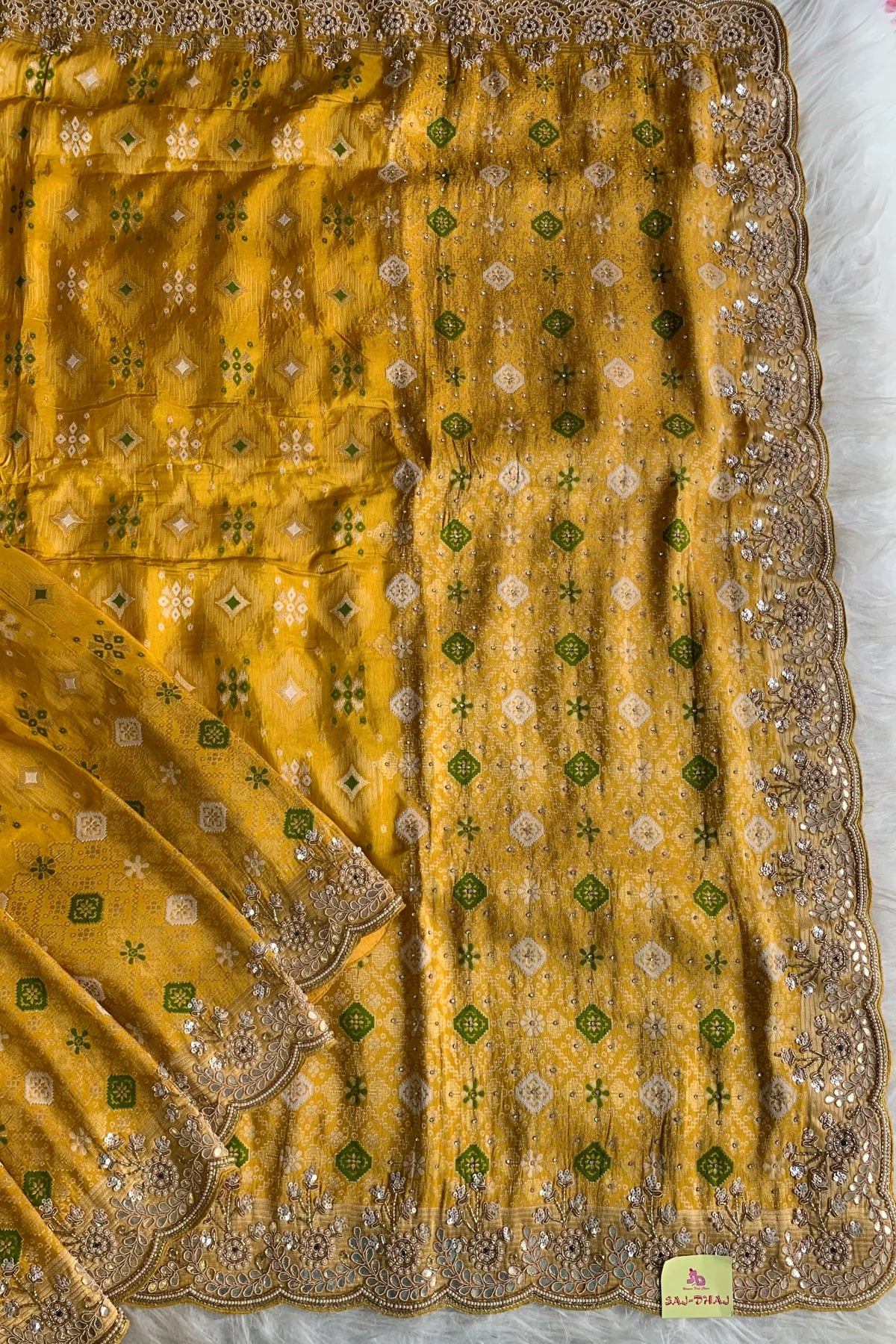 Yellow Banarasi Silk Saree 5763 15