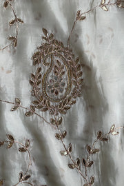White Habutai Silk Saree 5143 13