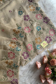Crush Tissue Organza Floral Saree 5773 04