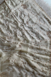 White Habutai Silk Saree 5143 13