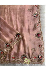 Peach Tissue Silk Saree 5142 02