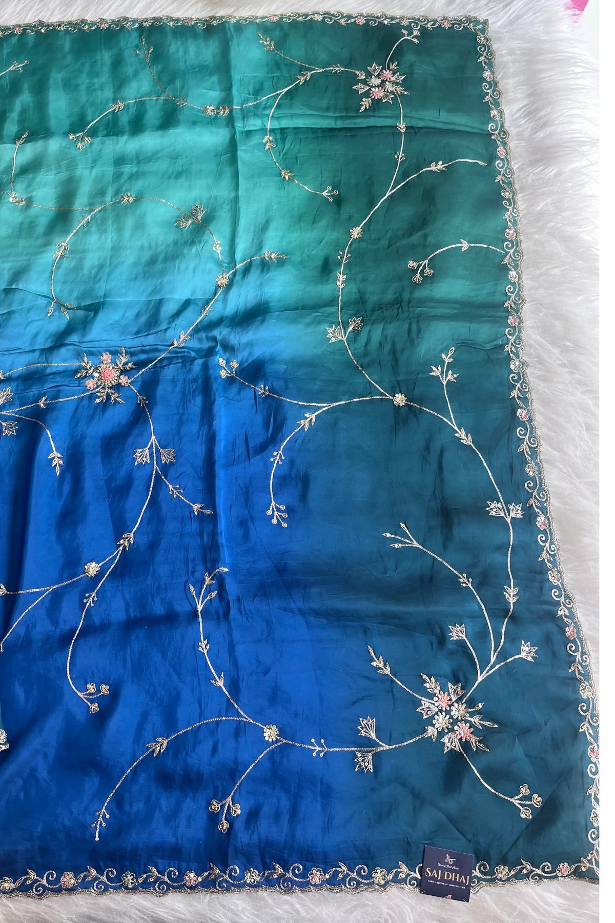 Three-Tone Habutai Silk Saree 5813 01