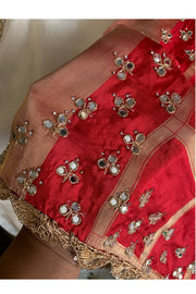 Ivory Base Saree with Red Pallu & Blouse 5751 05