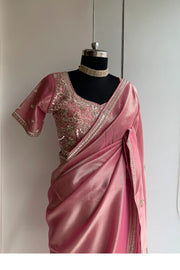 Pastel Pink Tissue Silk Saree 5525 07