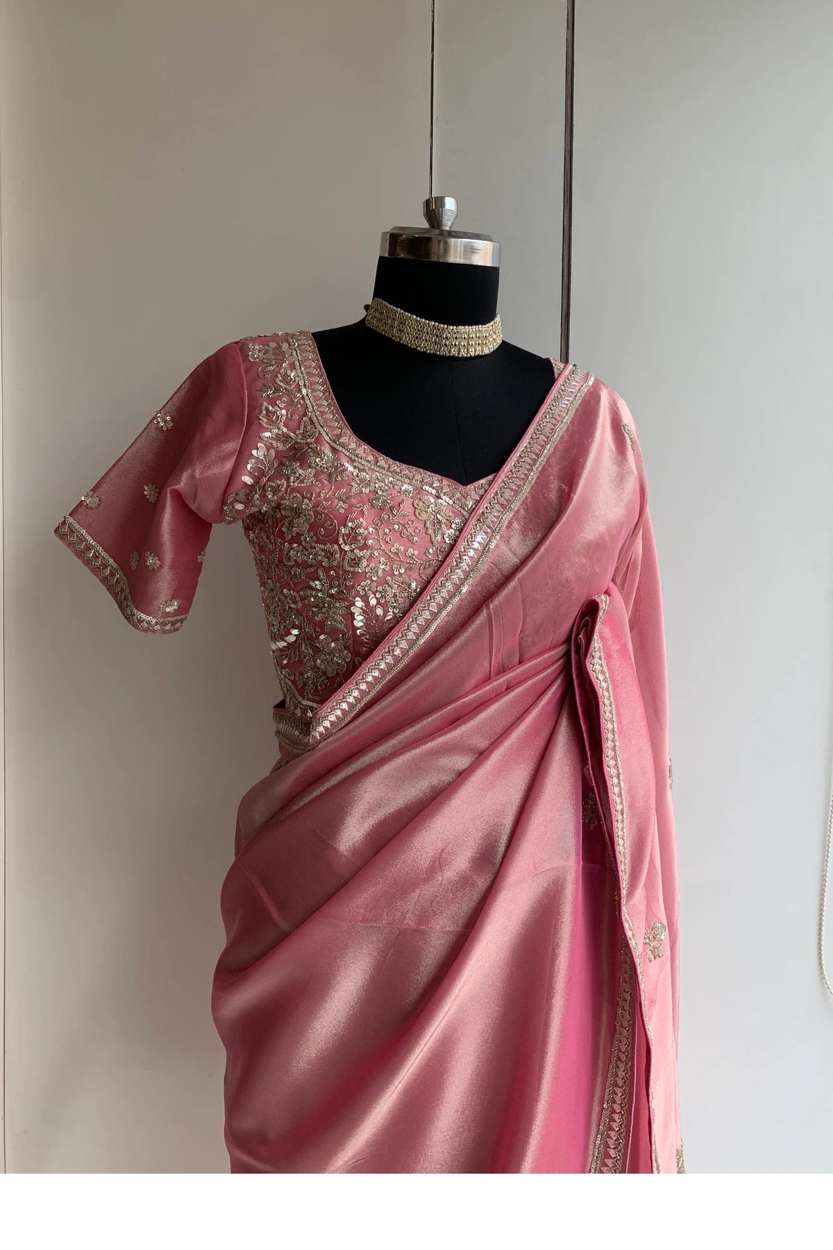 Pastel Pink Tissue Silk Saree 5525 07