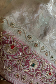 Ivory & Maroon Banarasi Saree 5751 15