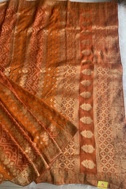 Rust Orange Banarasi Bandhej Saree