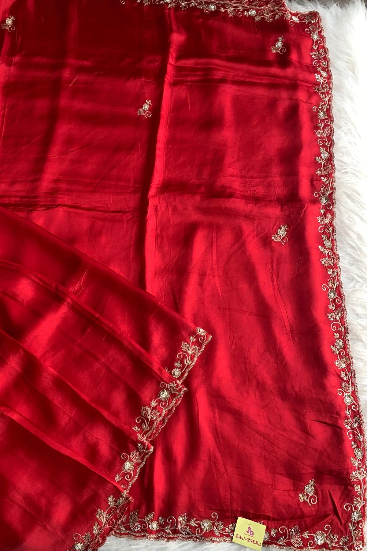 Red Russian Silk Saree 5660 03