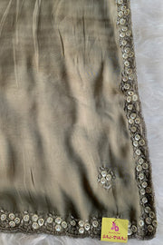 Olive Green Embellished Habutai Silk Saree 4721 01