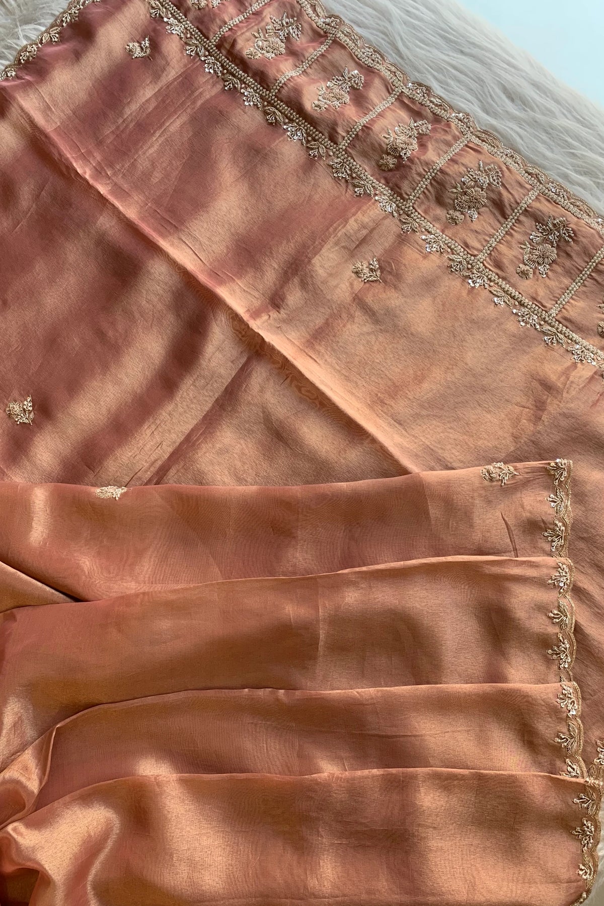 Brick Embellished Tissue Saree 5764 17