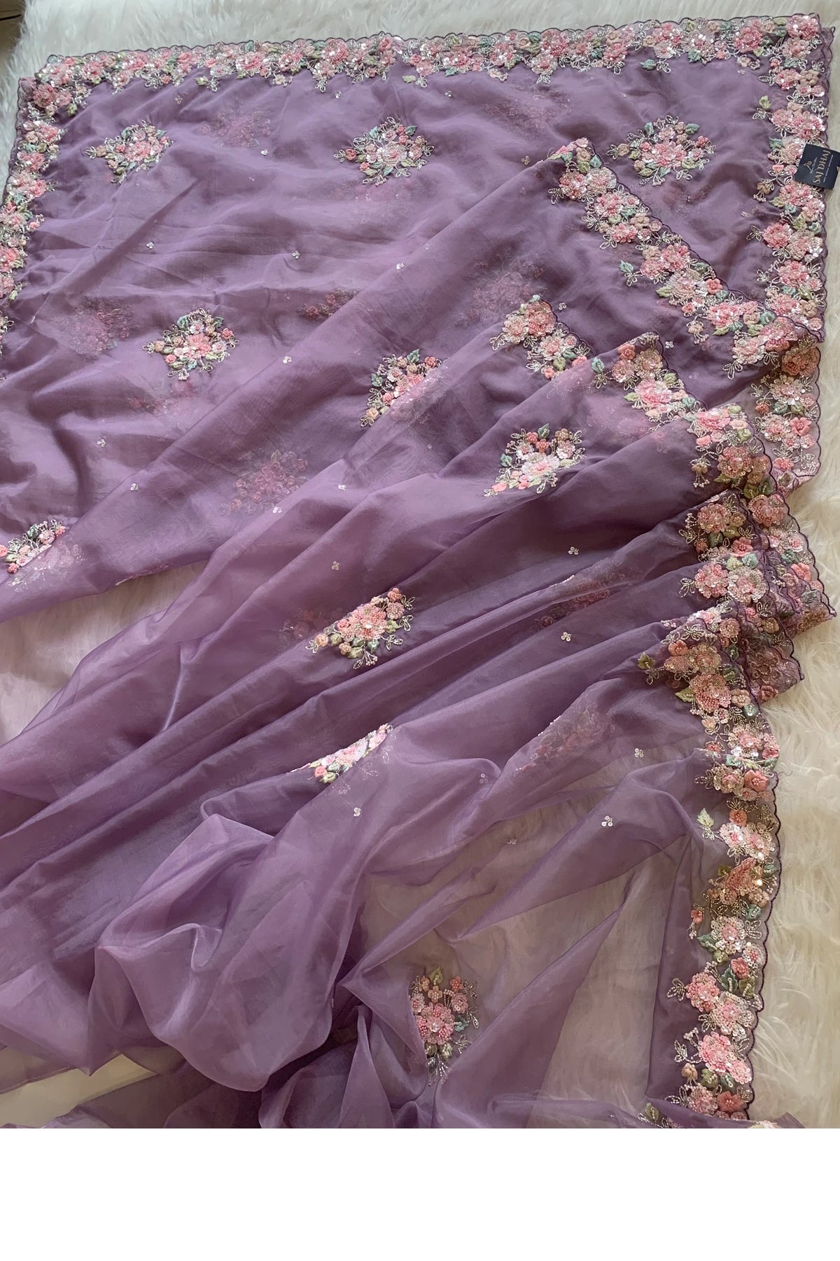 Purple Lilac Tissue Saree 5817 03