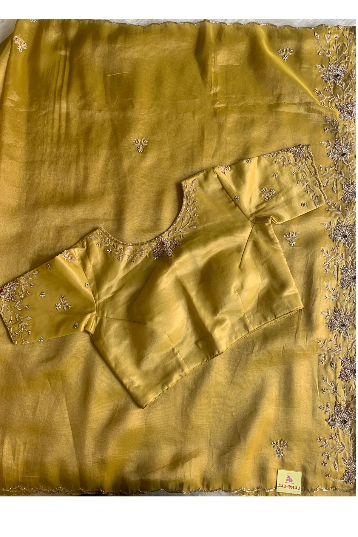 Mustard Kanchi Tissue Saree 5764 15