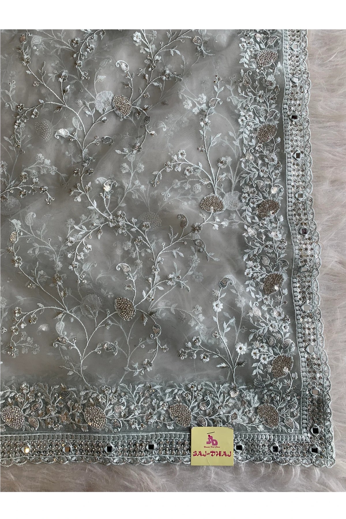 Sea Blue Net Saree 5292 15