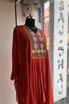 Rust Orange Kaftan with Thread & Zardosi Work – Sharara Set 5384 03