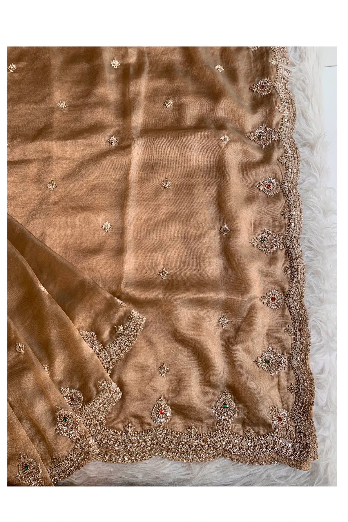 Gold Tissue Organza Saree 5775 03