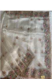 Off White Glass Organza Saree 5777 05