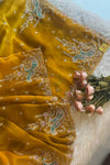 Ombre Mustard Kora Silk Saree 5750 08