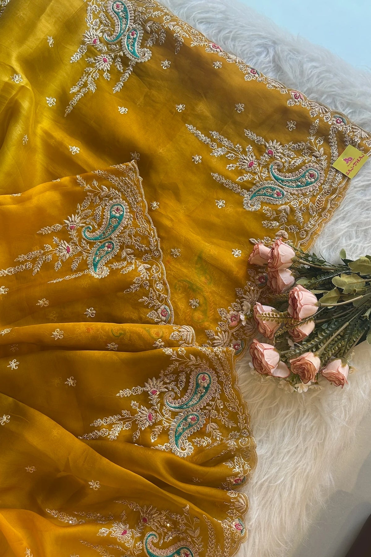 Ombre Mustard Kora Silk Saree 5750 08