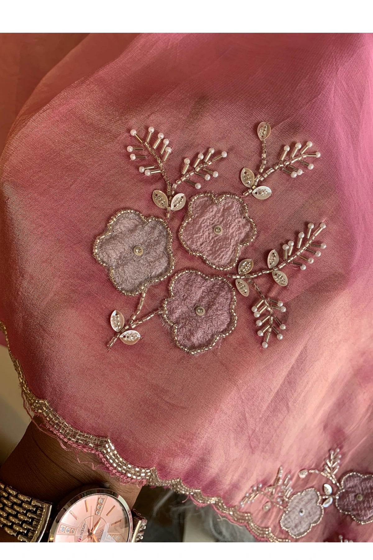 Onion Pink Tissue Silk Saree 5736 03