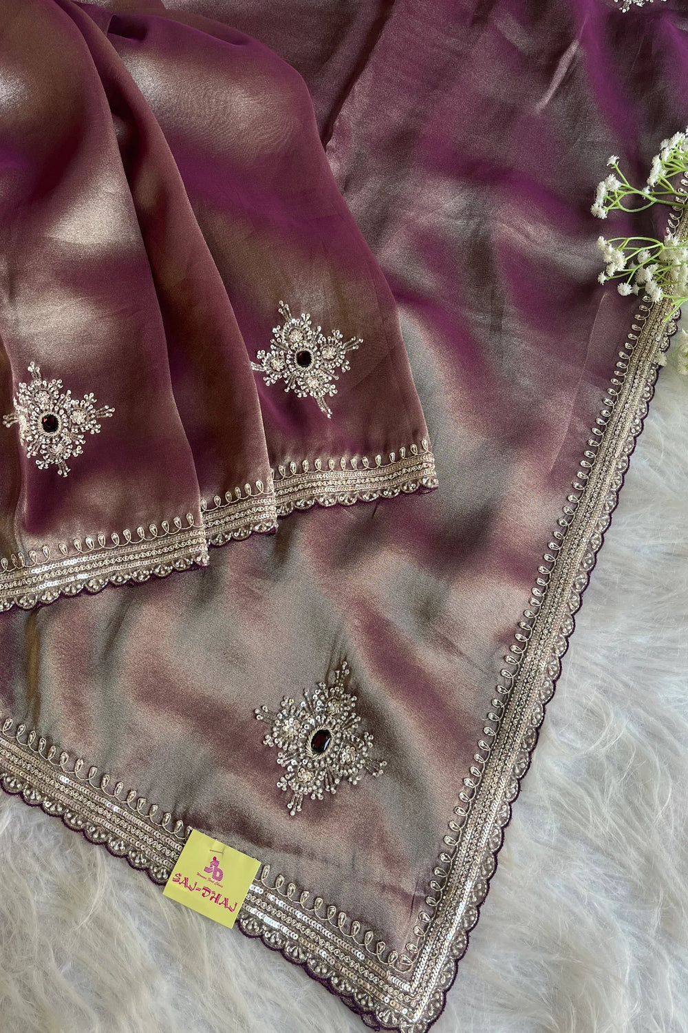 Tissue Silk Saree with Sequin, Cutdana, Pearls, Zardosi Work 5360 08