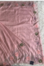 Baby Pink Habutai Silk Saree 5786 07