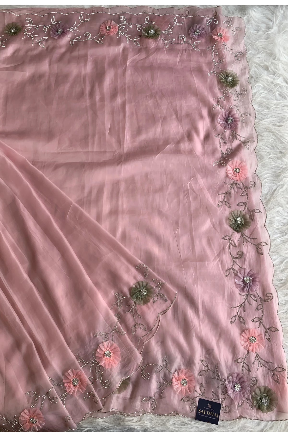 Baby Pink Habutai Silk Saree 5786 07