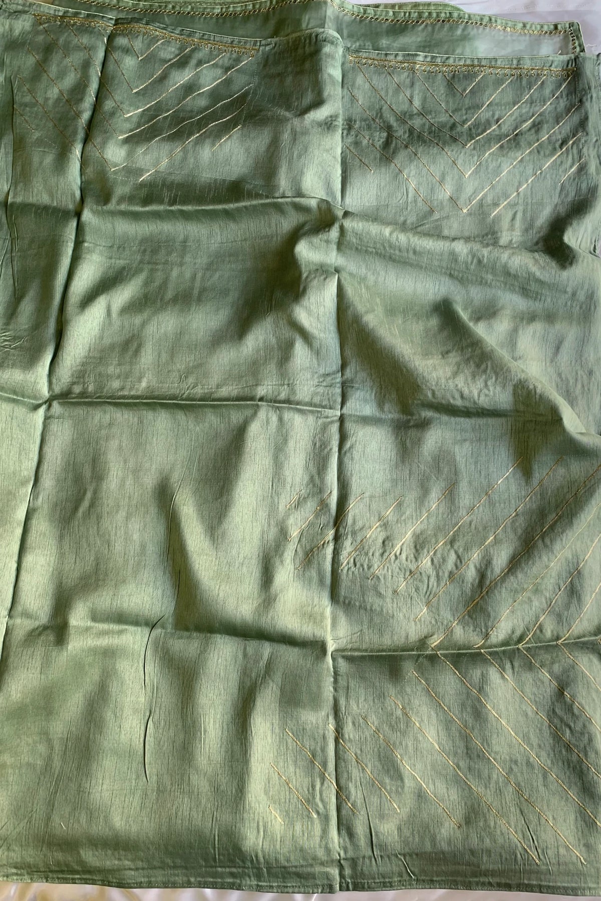 Pista Green Aari Organza Saree 5853 07