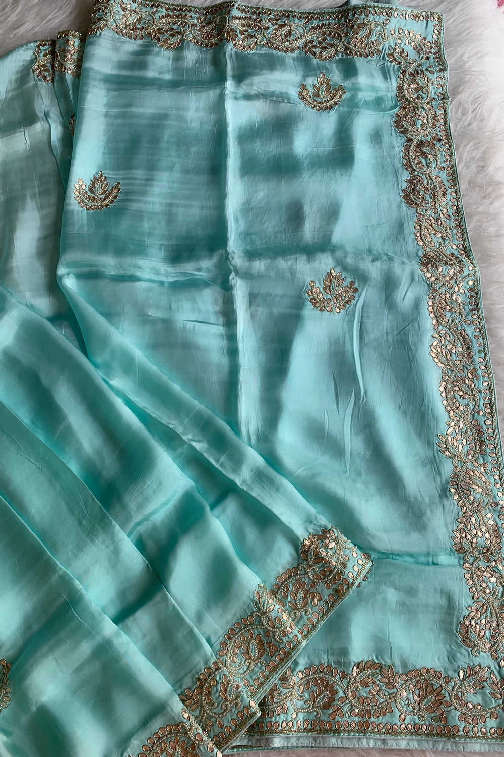 Ice Green Russian Silk Saree 5423 05