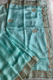 Ice Green Russian Silk Saree 5423 05
