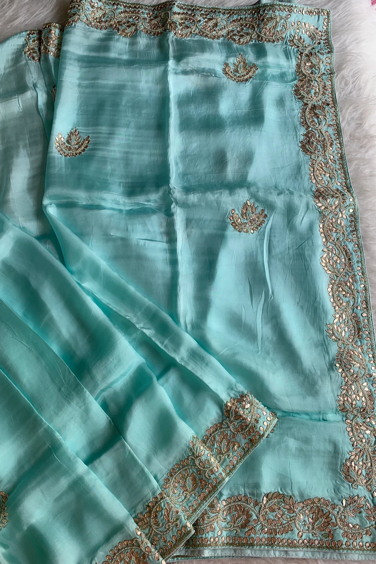 Ice Green Russian Silk Saree 5423 05