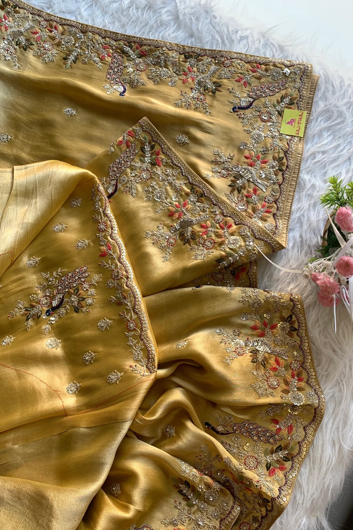 Mustard Yellow Kanchipuram Tissue Saree 5687 18