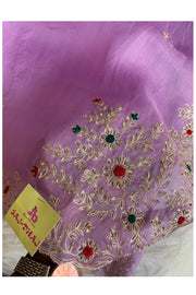 Ombre Lilac Kora Organza Saree 5847 01