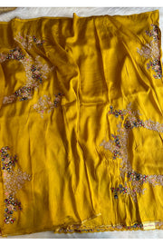 Mustard Organza Saree With Zardosi and Resham 5201 03