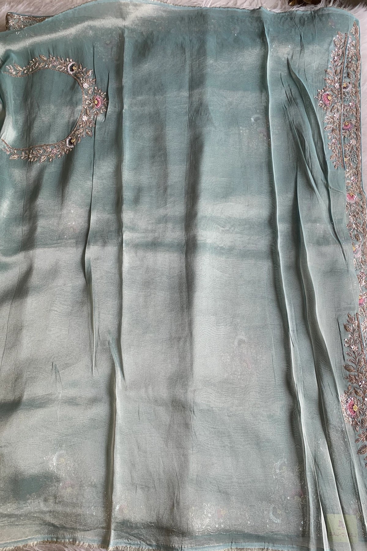 Mint Green Tissue Saree 5360 10