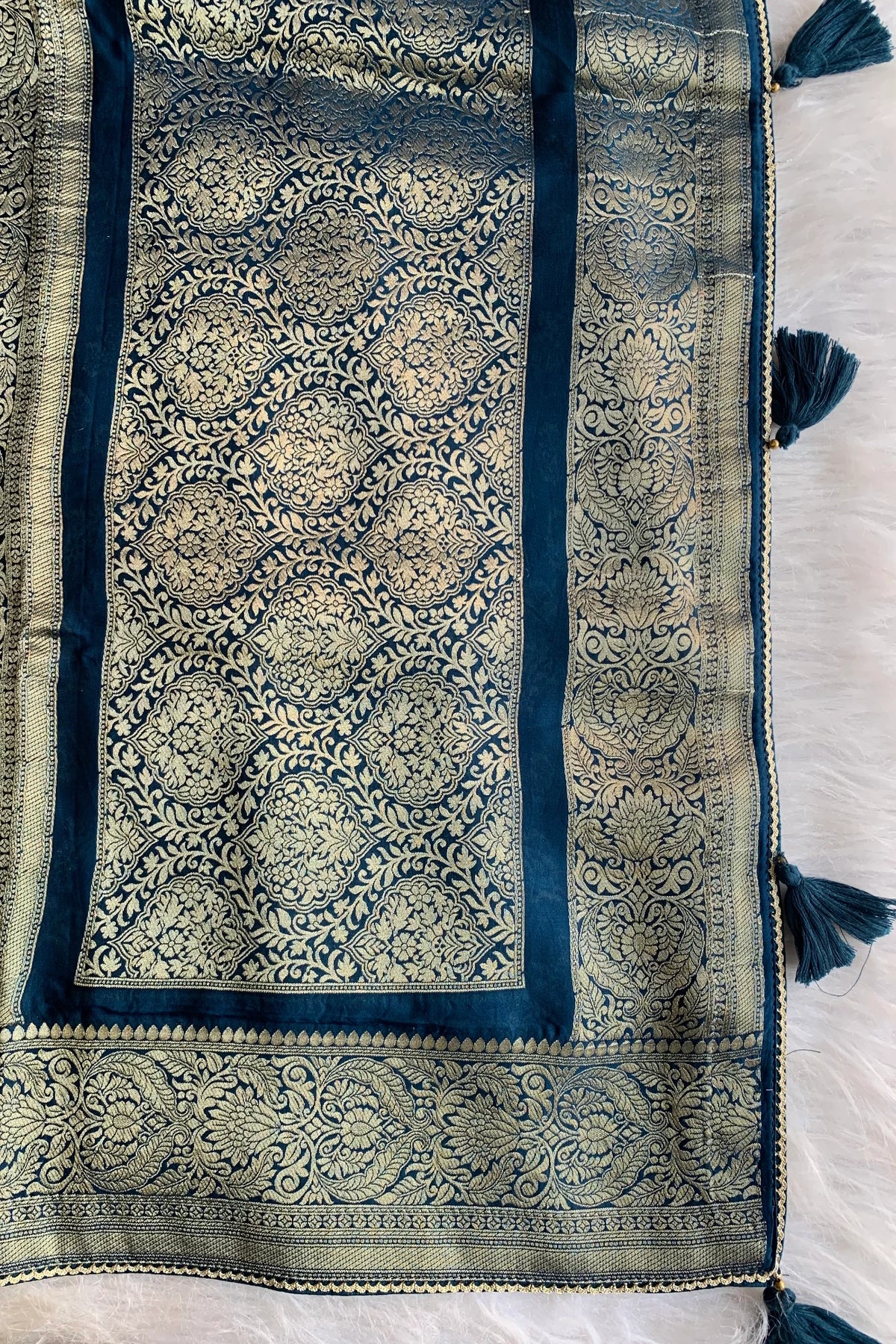 Peacock Blue Kanchi Banarasi Saree 5176 08