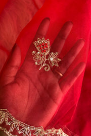 Red Soft Organza Saree 5850 02
