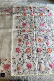 White Kora Organza Saree 5781 10