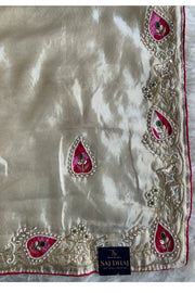 White Russian Silk Saree 5825 03