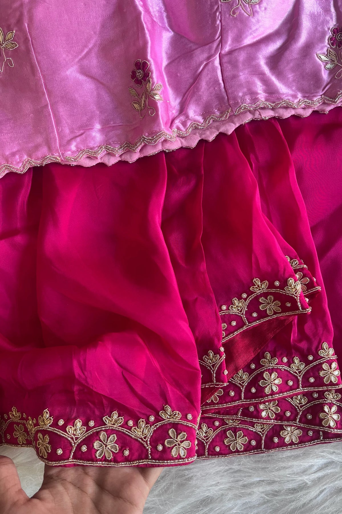 Rani Pink Habutai Silk Saree With Designer Blouse 5651 22
