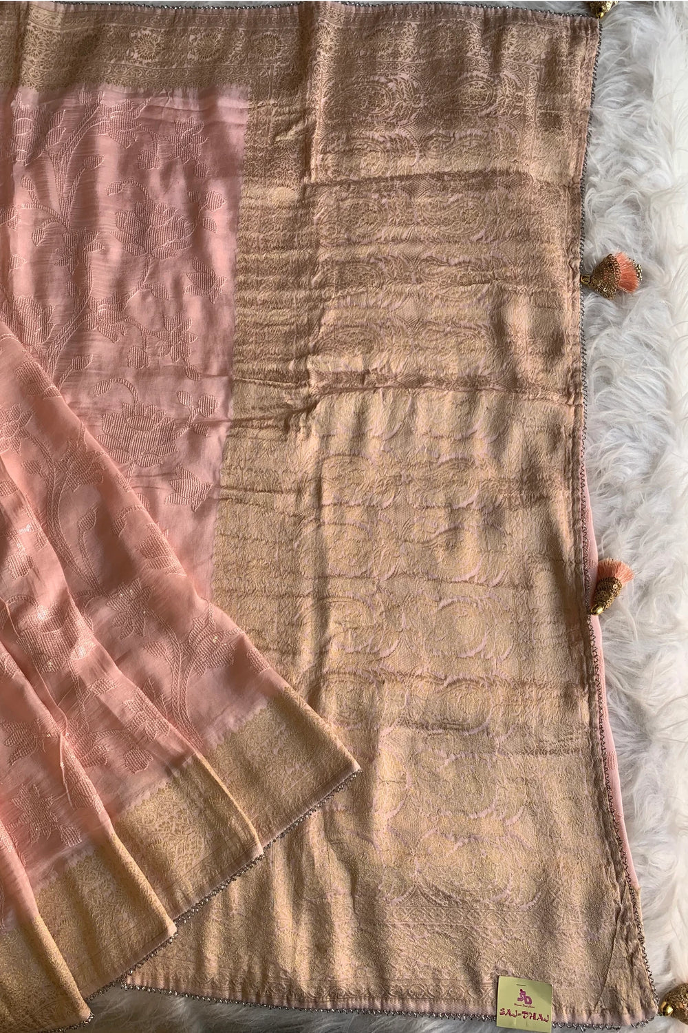 Peach Russian Silk Saree 4669 07