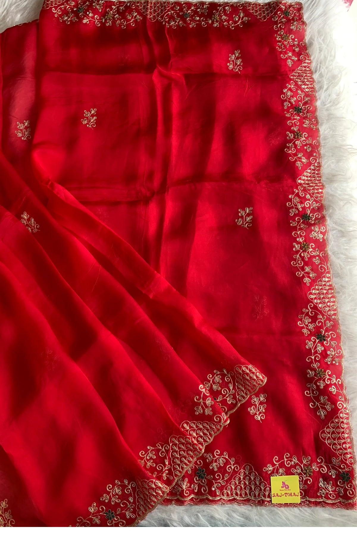 Red Organza Saree 5764 12