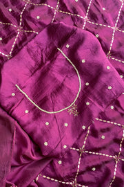 Purple Gota Jaal Habutai Silk Saree 5700 03