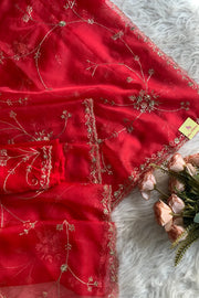 Red Organza Saree 5659 09 (PRE ORDER)