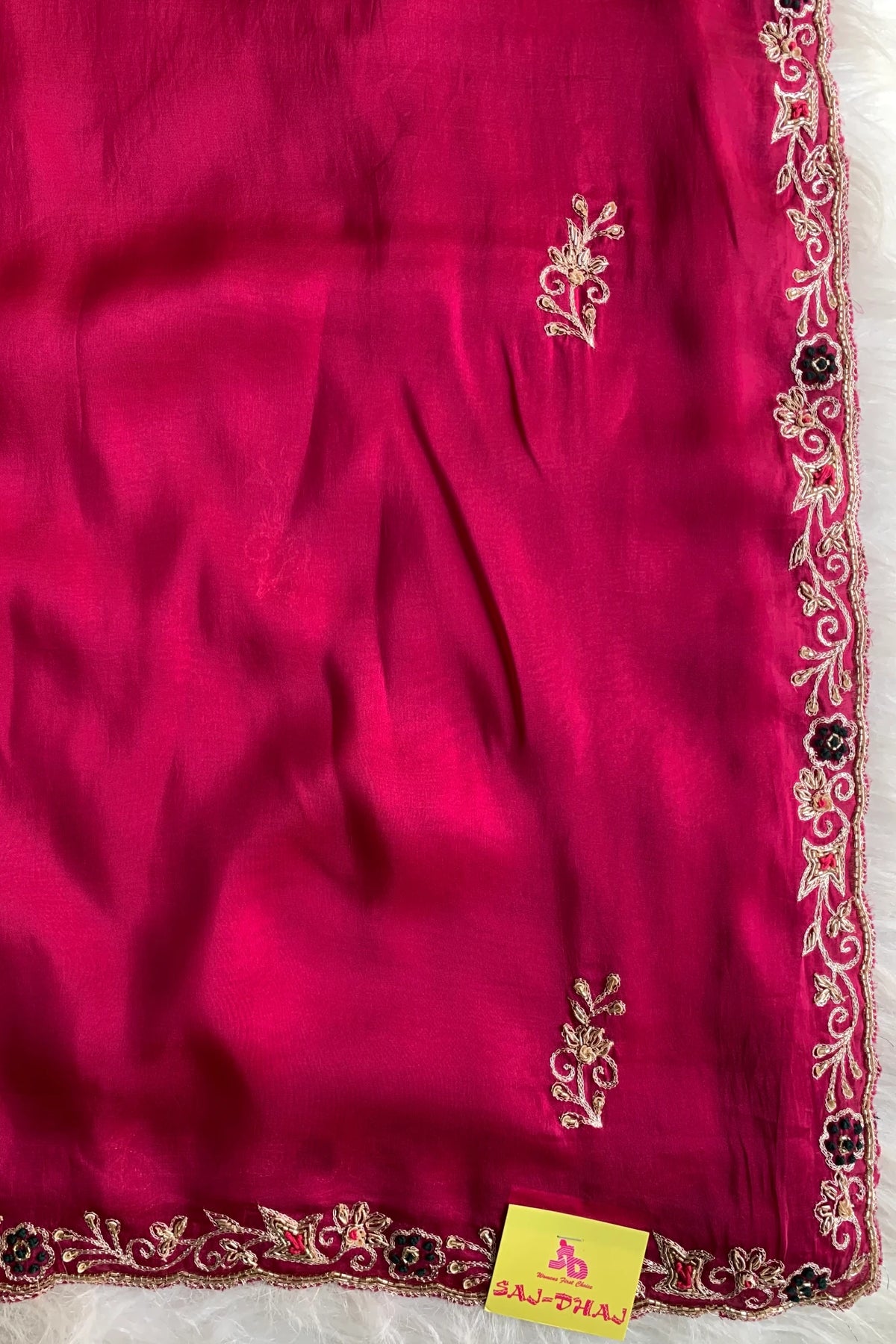 Rani Pink Habutai Silk Saree 5765 10