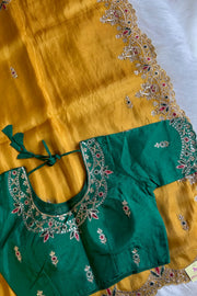 Elegant Mustard Zardosi Pittan Saree 5142 07