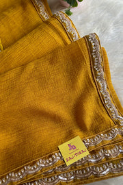 Stunning Mustard Crush Saree with Heavy Embellished Blouse 5016-04
