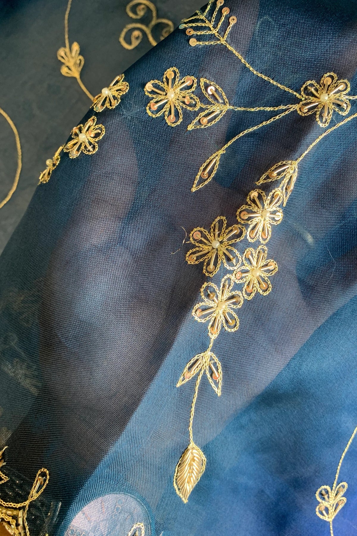 Blue Shaded Organza Saree 5853 03