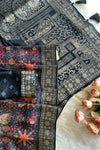 Blue & Black Floral Banarasi Saree 5221 01