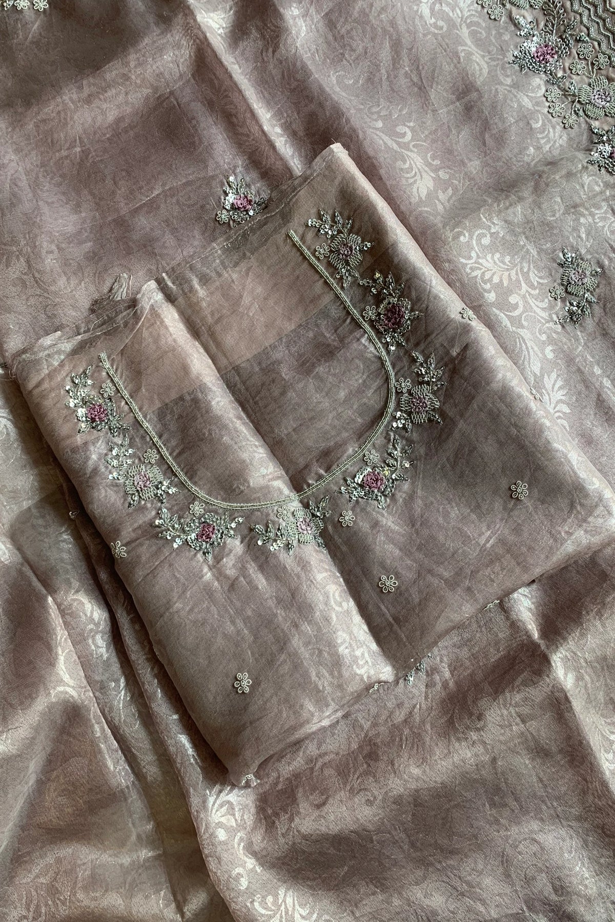 Lilac Jacquard Organza Saree 5216 04